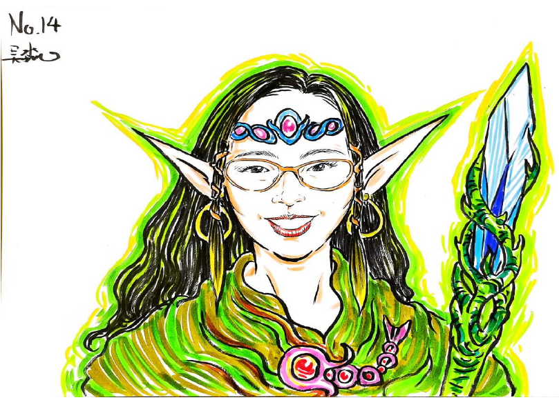 Cartoon of Hugo finalist Regina Kanyu Wang by Wu Miao, taken from Zero Gravity Newspaper issue 15
